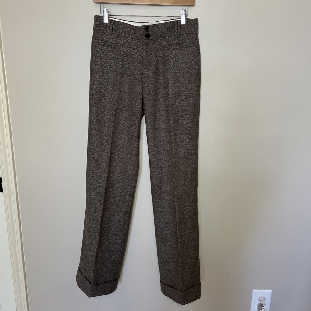 BANANA REPUBLIC Jackson Fit Brown Wide Leg Wool Dress Pants with Cuffs Size 2